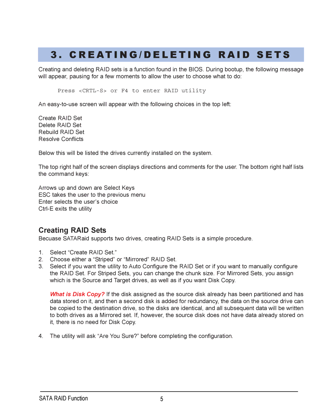 Gigabyte GA-7N400 user manual R E AT I N G / D E L E T I N G R a I D S E T S, Creating RAID Sets 