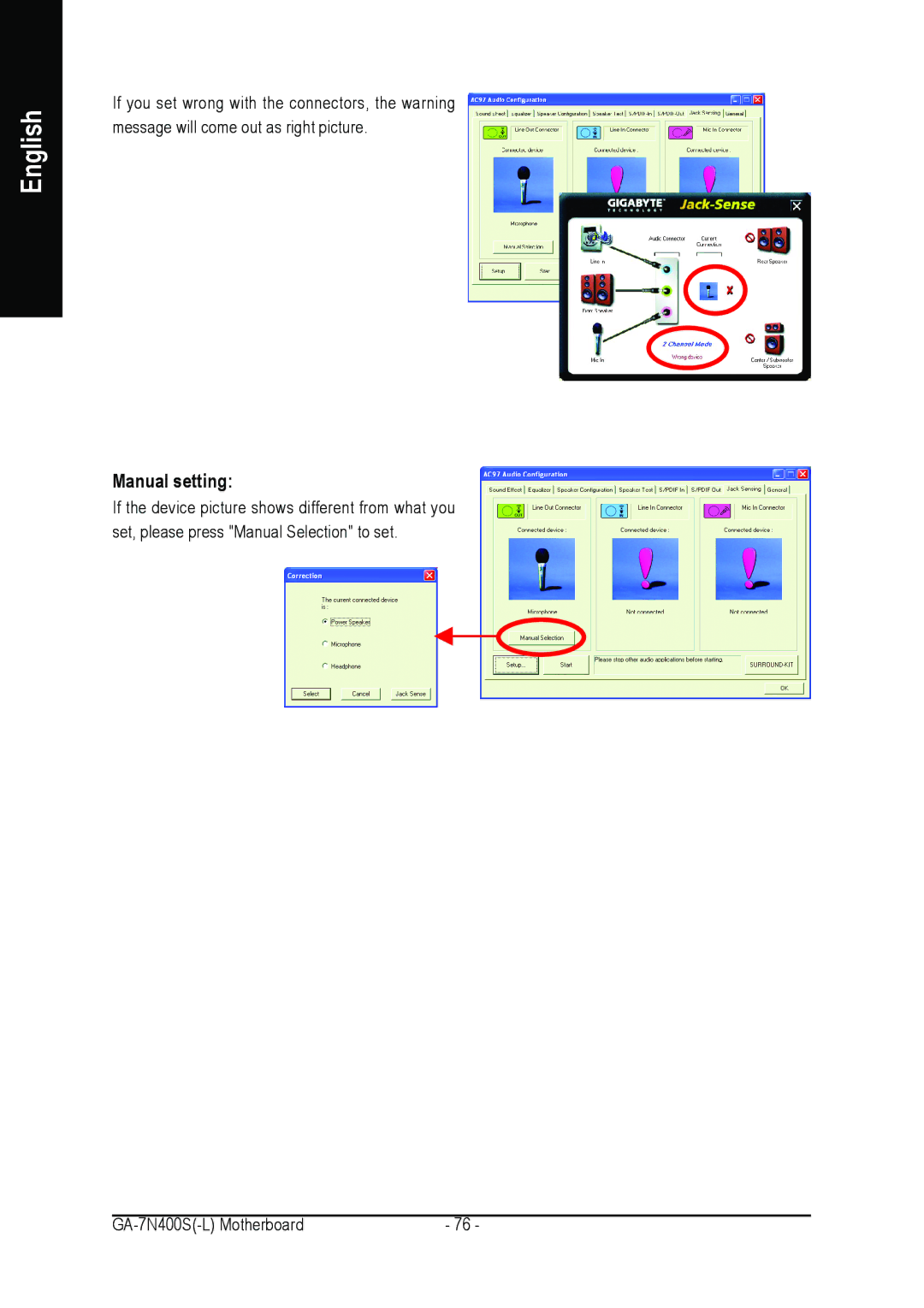 Gigabyte GA-7N400S-L user manual Manual setting 