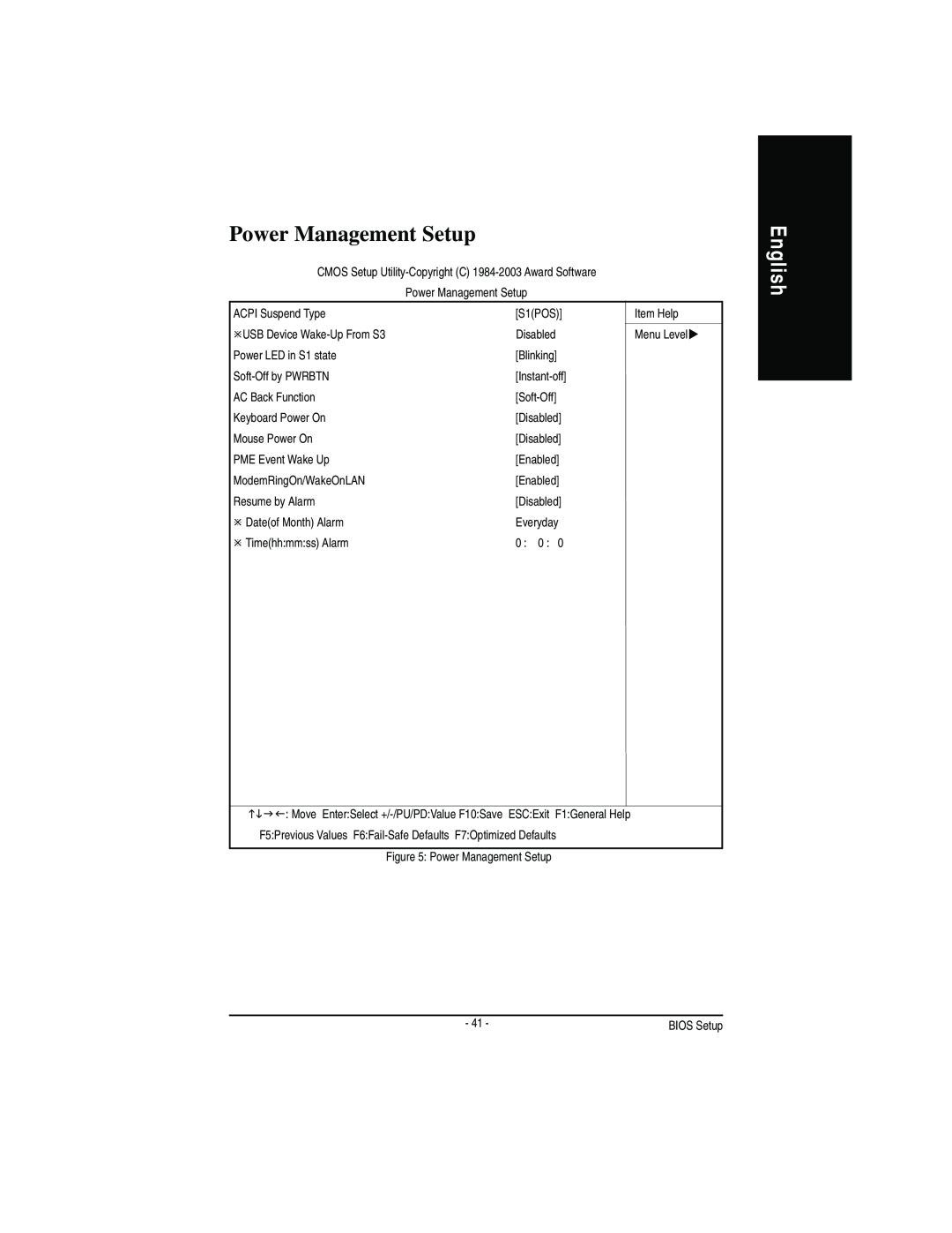 Gigabyte GA-7VA manual Power Management Setup, English 