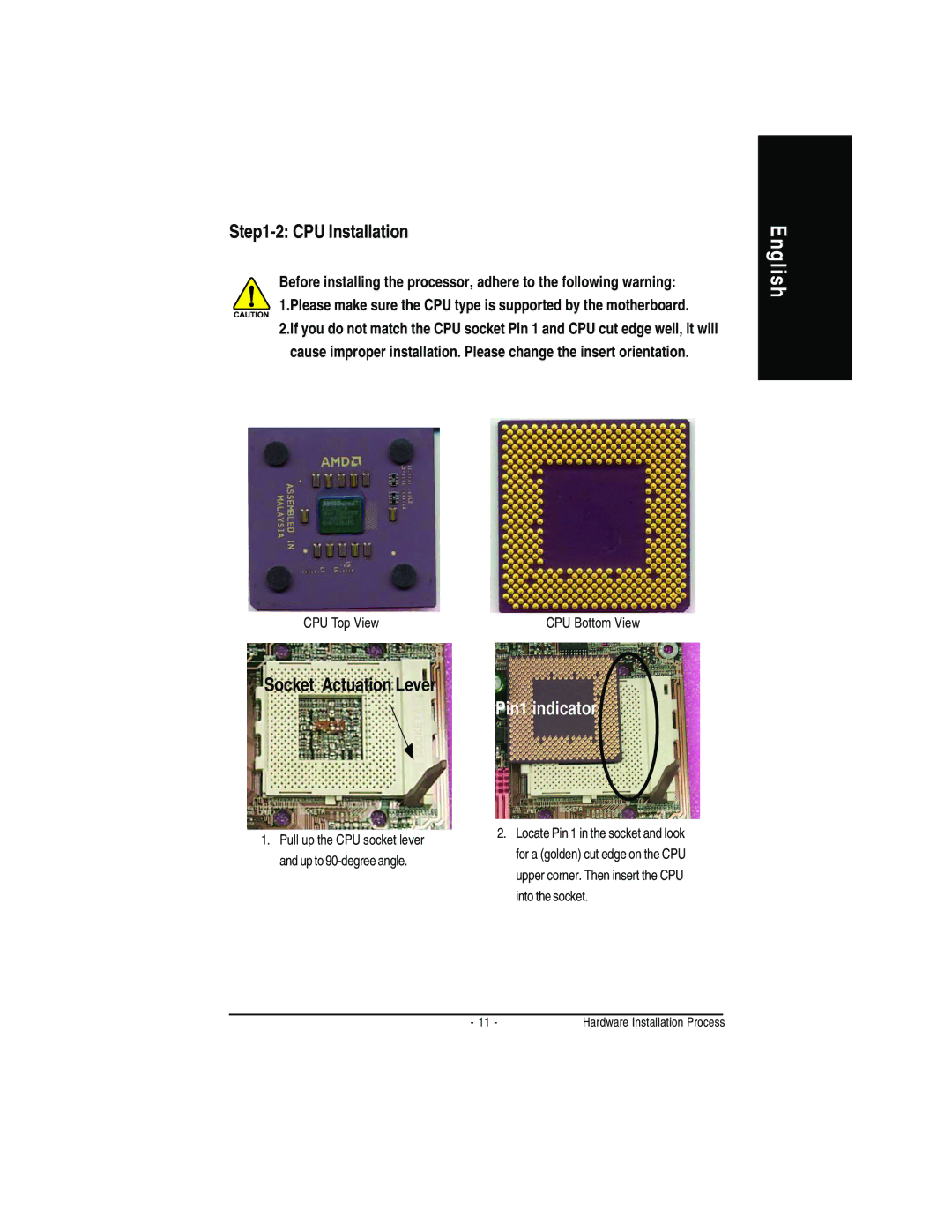 Gigabyte GA-7VA manual CPU Top View, CPU Bottom View 