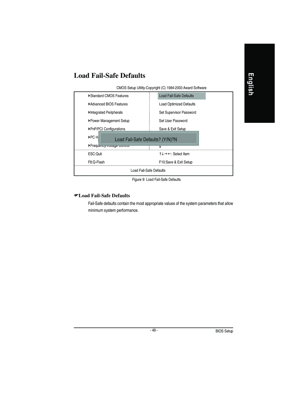 Gigabyte GA-7VA manual FLoad Fail-Safe Defaults, Minimum system performance 