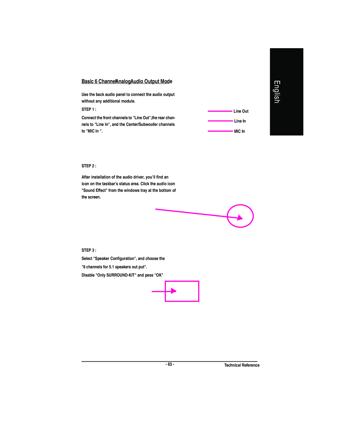 Gigabyte GA-7VA manual Basic 6 Channel Analog Audio Output Mode 