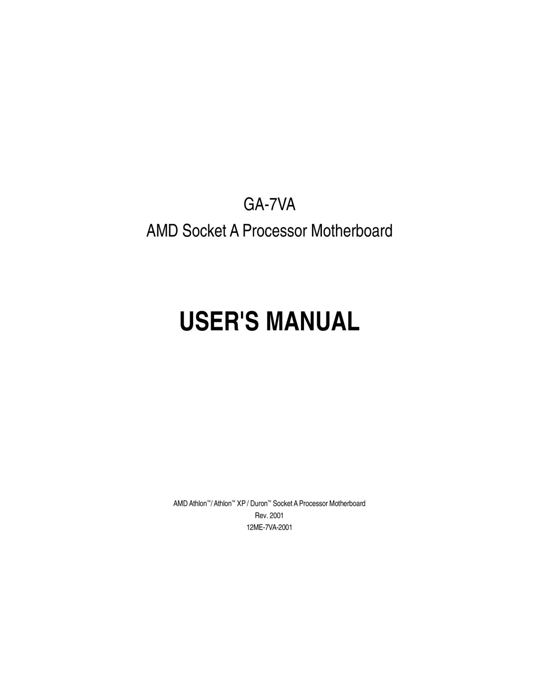 Gigabyte GA-7VA manual 