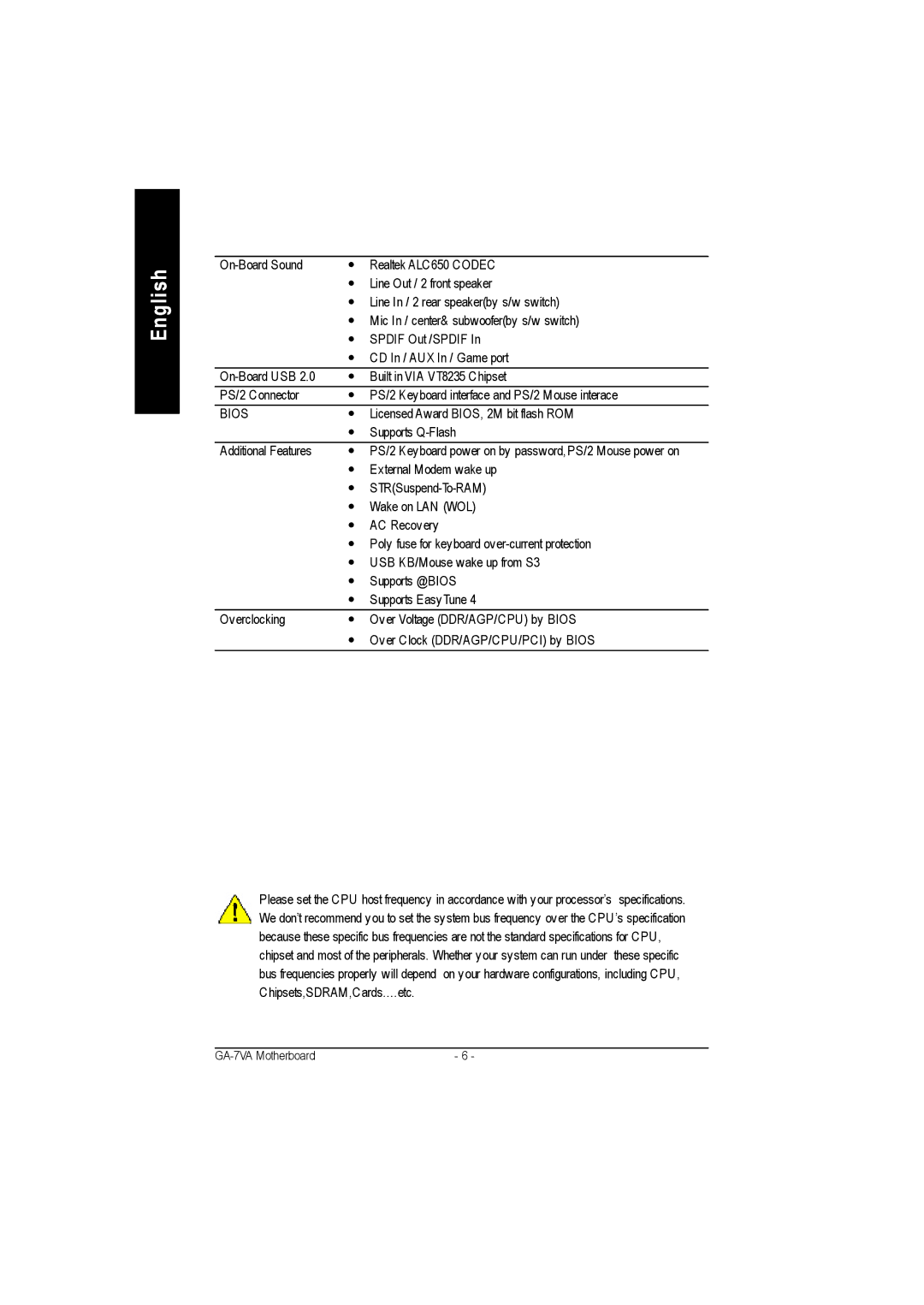 Gigabyte GA-7VA1004 manual Bios 