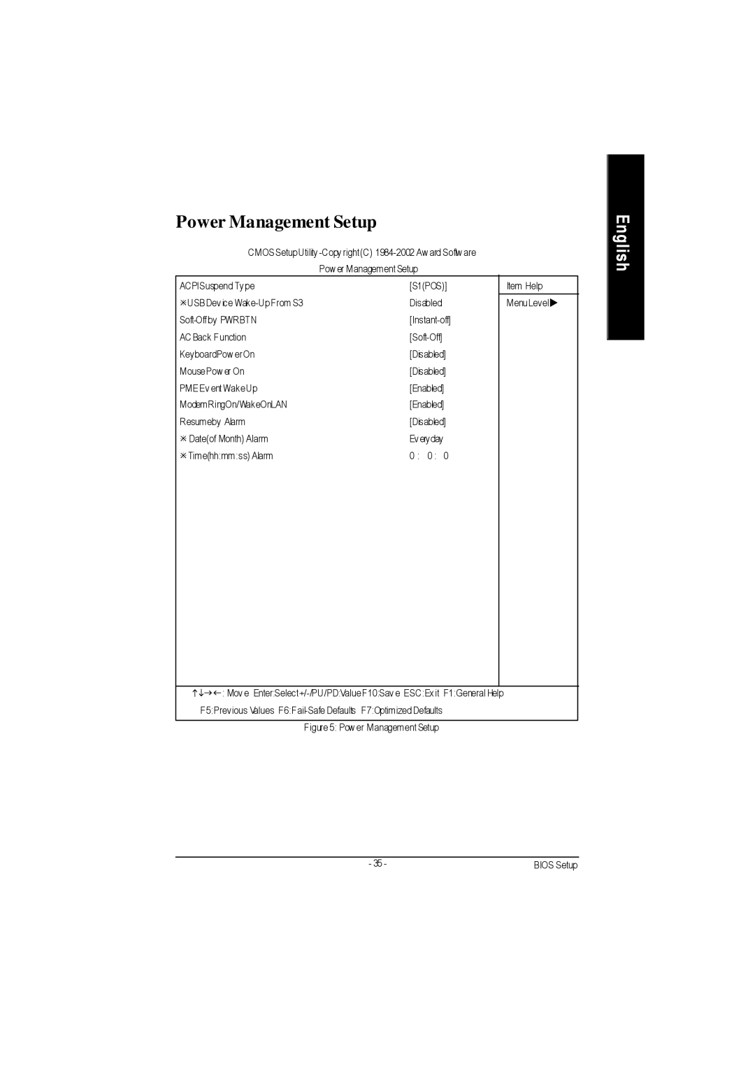 Gigabyte GA-7VA1004 manual Power Management Setup, Pow er Management Setup 