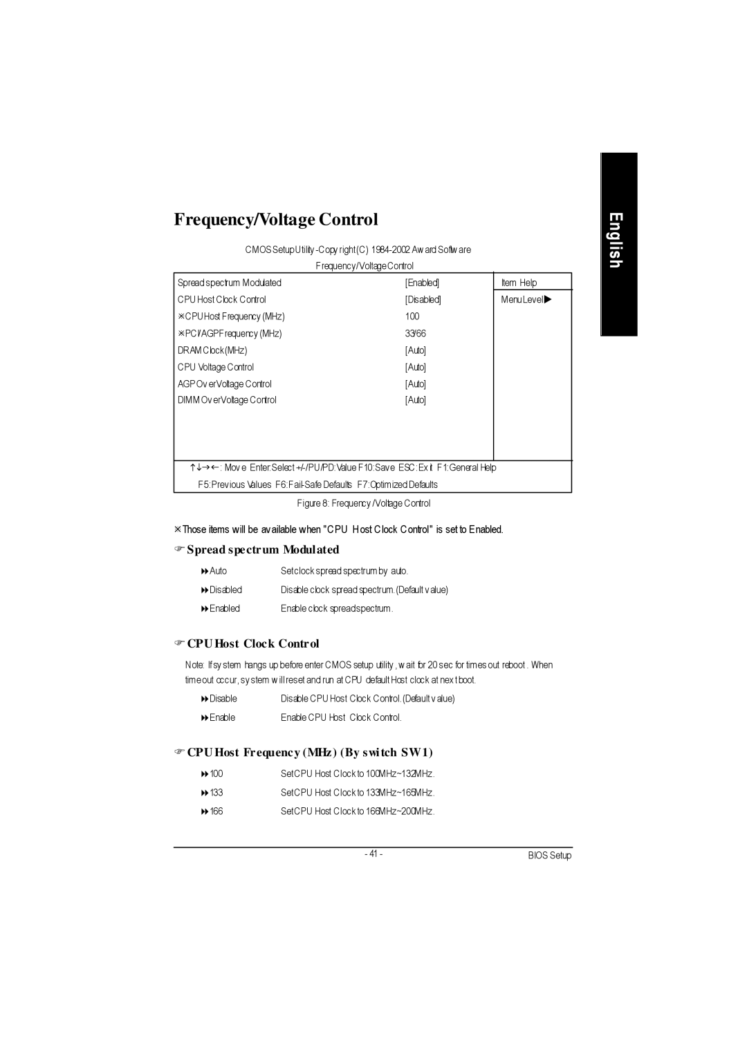 Gigabyte GA-7VAC manual Frequency/Voltage Control, Spread spectrum Modulated, CPU Host Clock Control 