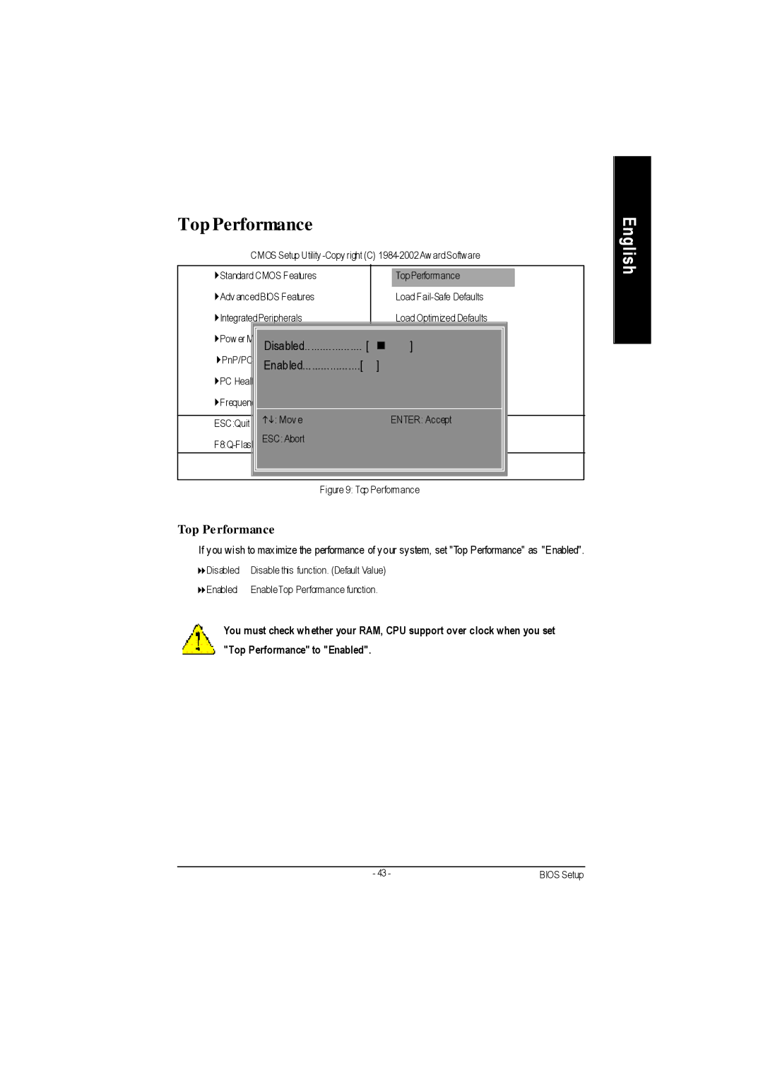 Gigabyte GA-7VAC manual Top Performance, Disabled, Enabled 