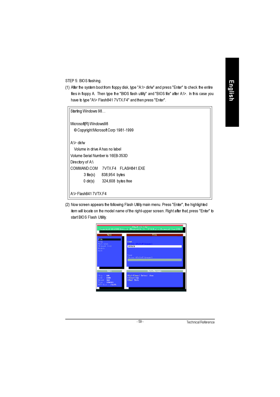 Gigabyte GA-7VAC manual 7VTX.F4 FLASH841.EXE 