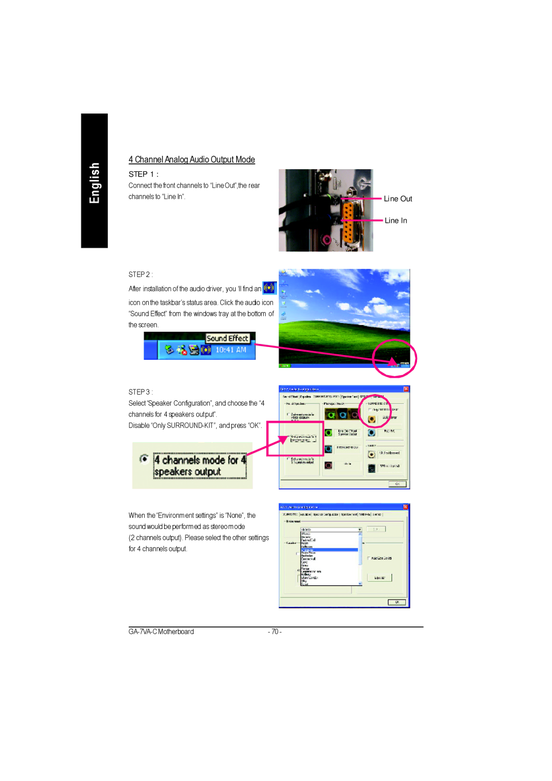 Gigabyte GA-7VAC manual Channel Analog Audio Output Mode 