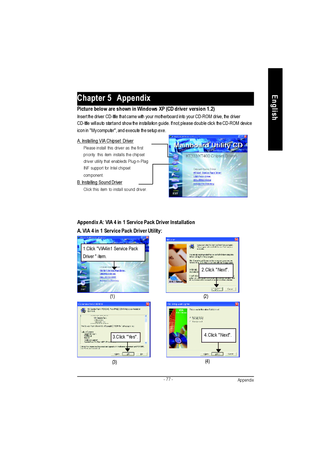 Gigabyte GA-7VAC manual Appendix, Picture below are shown in Windows XP CD driver version 