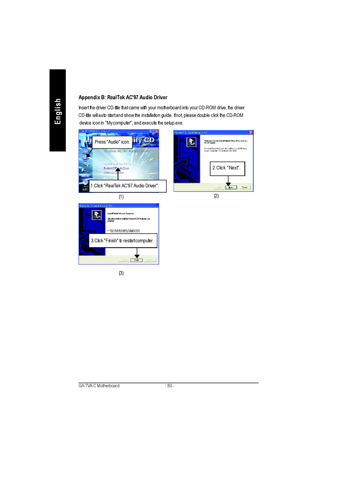 Gigabyte GA-7VAC manual Appendix B RealTek AC97 Audio Driver 