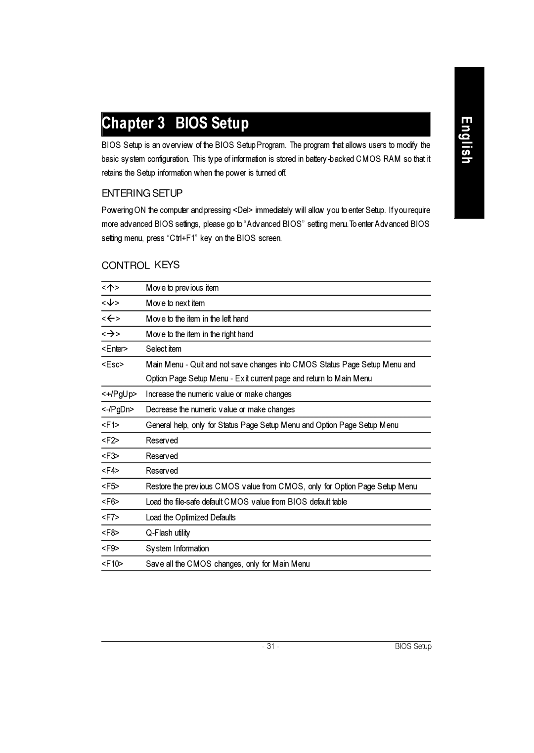 Gigabyte GA-7vkml warranty Bios Setup 