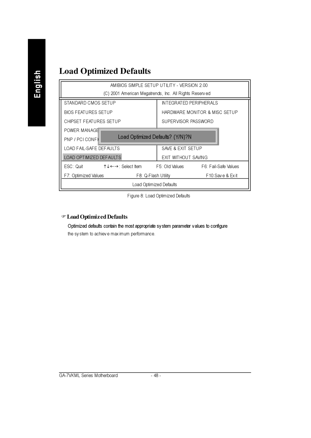 Gigabyte GA-7vkml warranty FLoad Optimized Defaults 