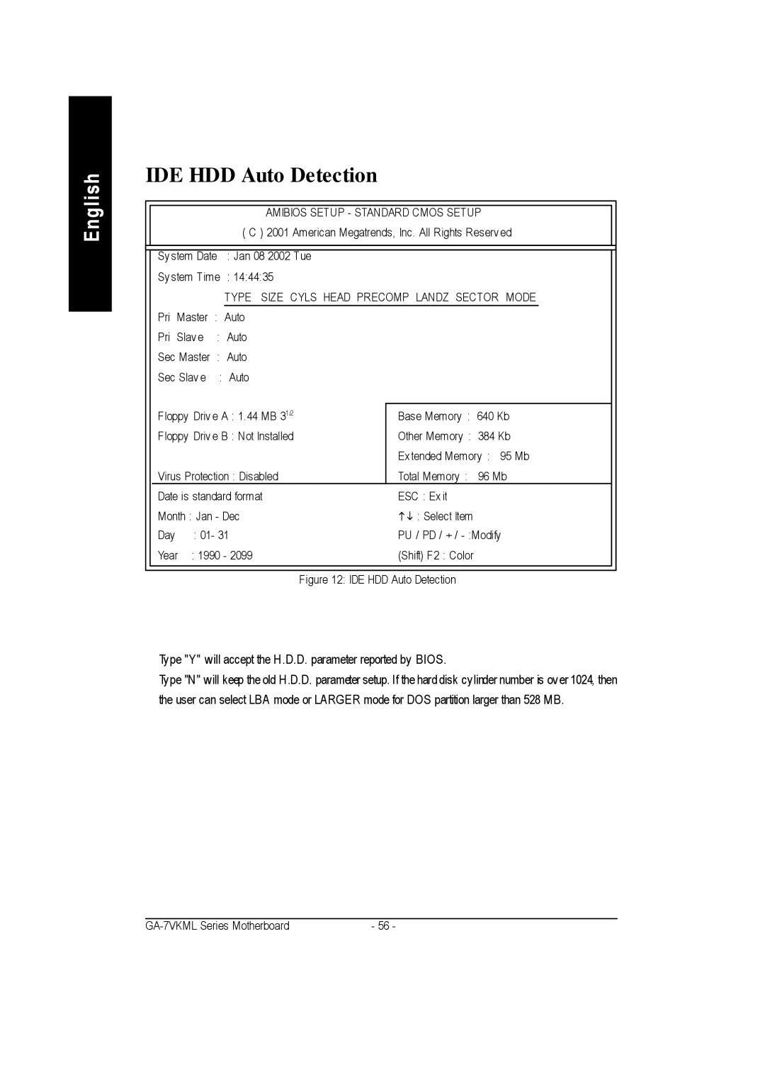 Gigabyte GA-7vkml warranty IDE HDD Auto Detection 