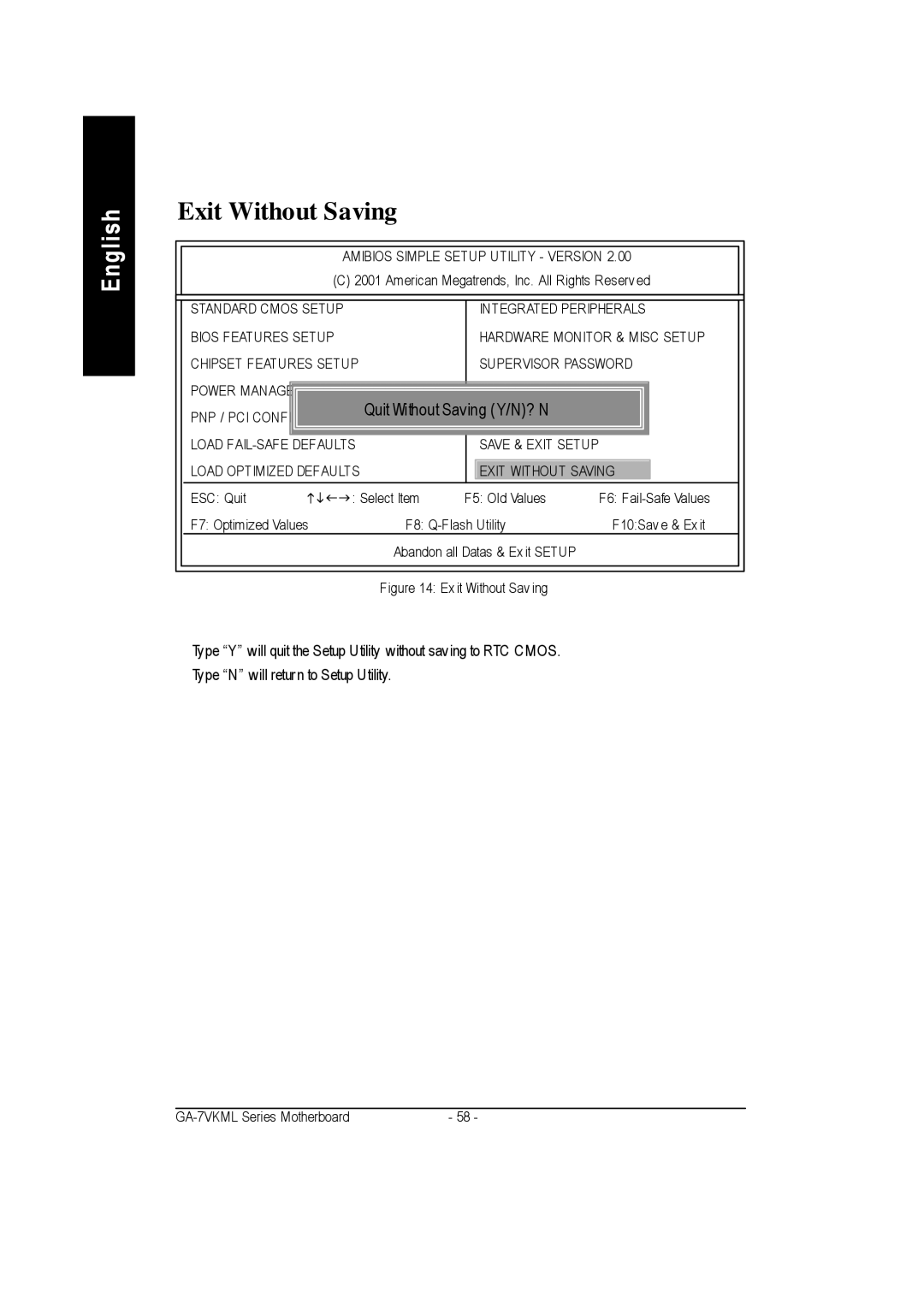 Gigabyte GA-7vkml warranty Exit Without Saving, IDE HDD Auto Detection Load FAIL-SAFE Defaults 