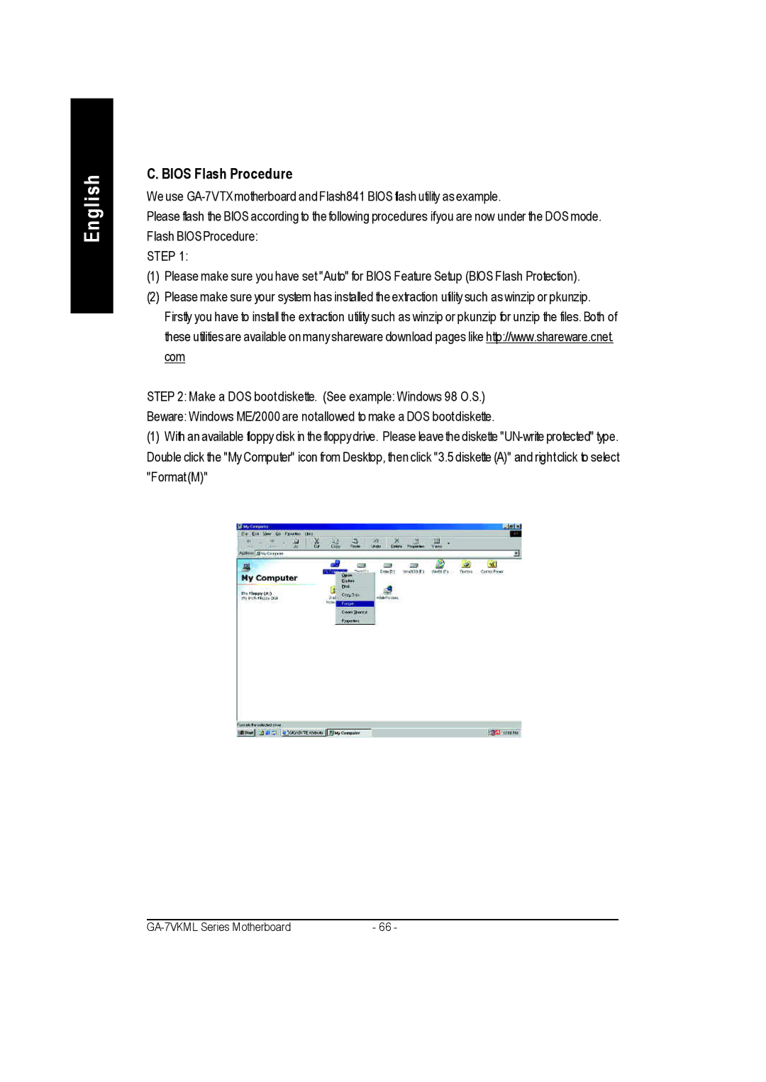 Gigabyte GA-7vkml warranty Bios Flash Procedure, Step 