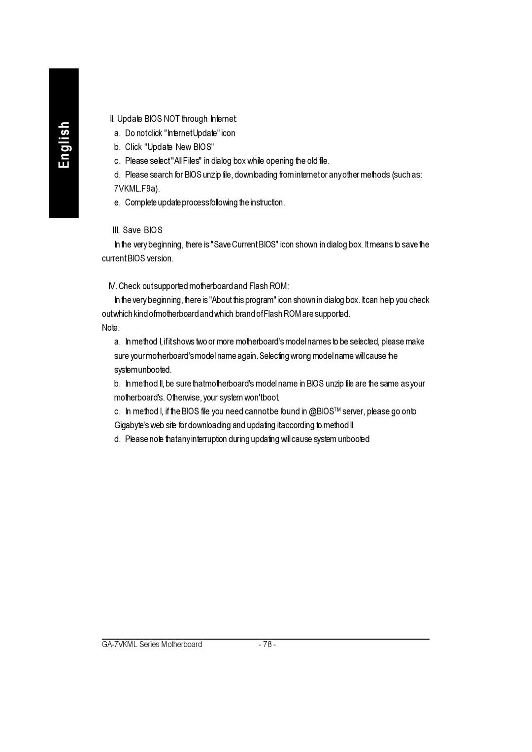 Gigabyte GA-7vkml warranty English 