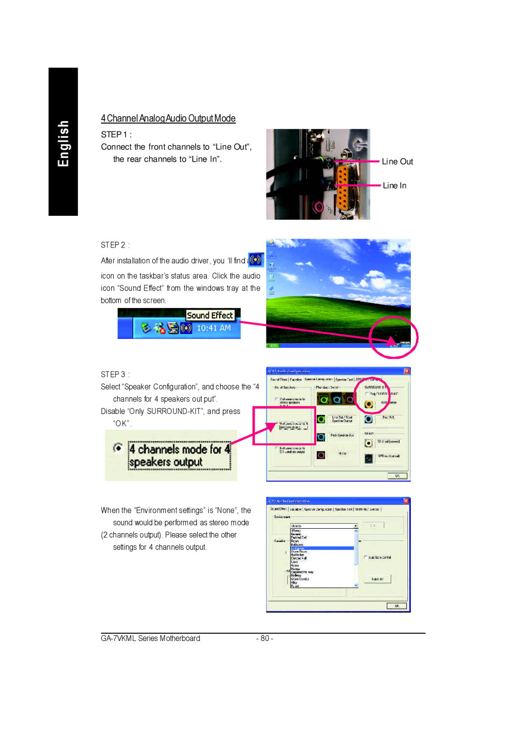 Gigabyte GA-7vkml warranty Channel AnalogAudio Output Mode 