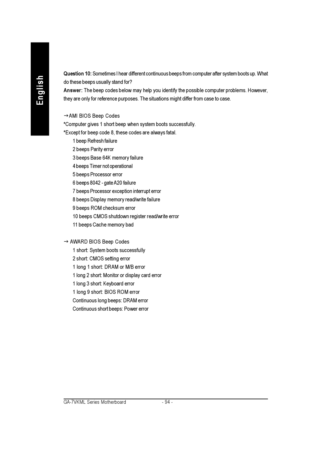 Gigabyte GA-7vkml warranty English 