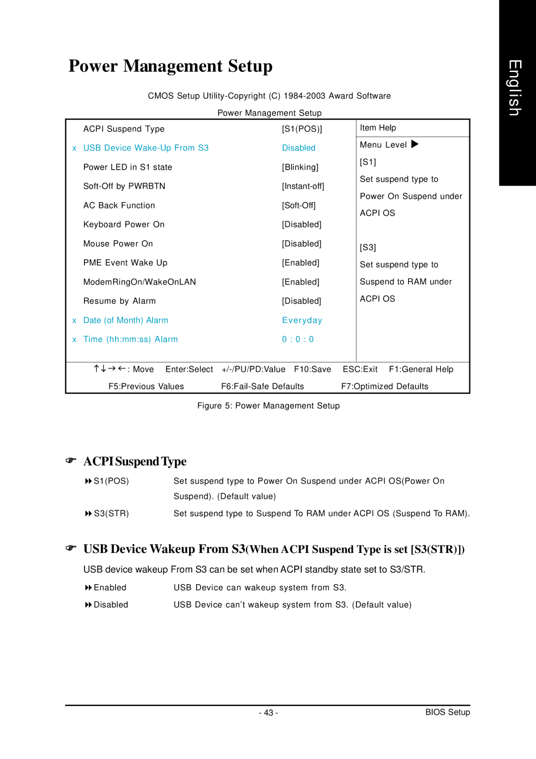 Gigabyte GA-7VT600 manual Power Management Setup, Acpi SuspendType 