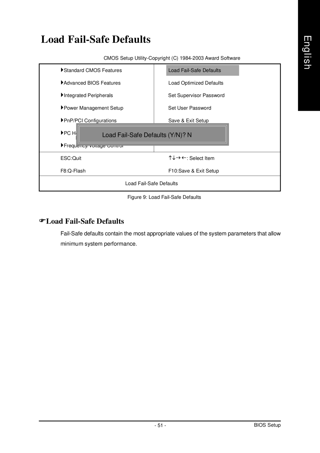 Gigabyte GA-7VT600 manual Load Fail-Safe Defaults Y/N? N 