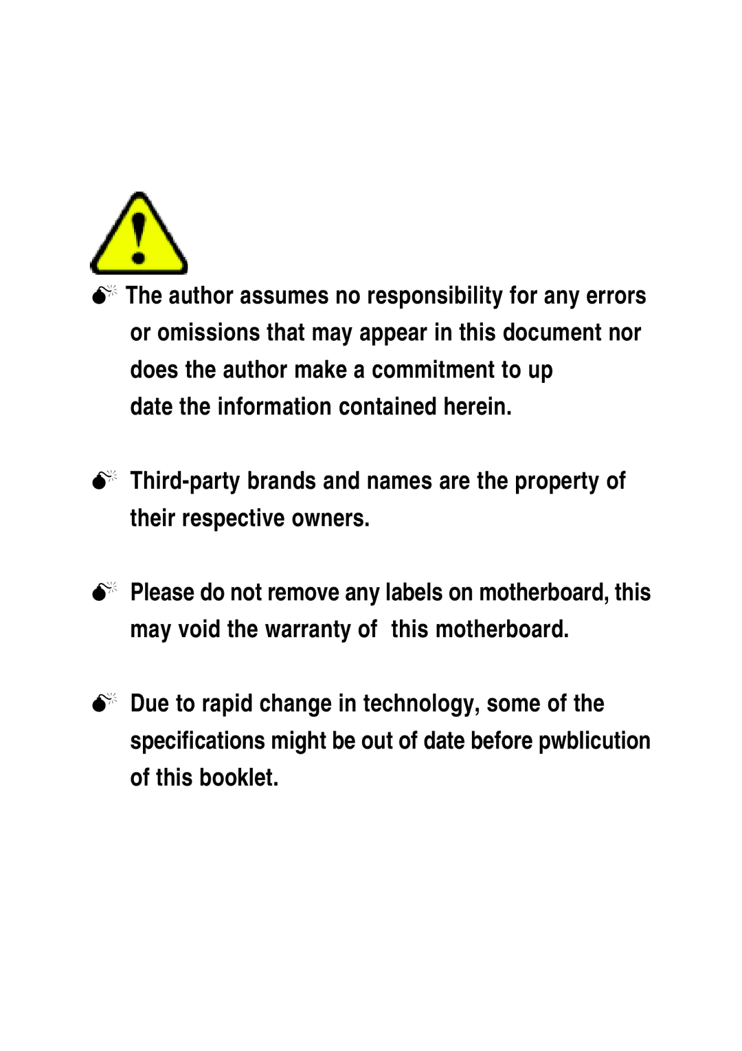 Gigabyte GA-7VTXH, GA-7VTXE warranty 