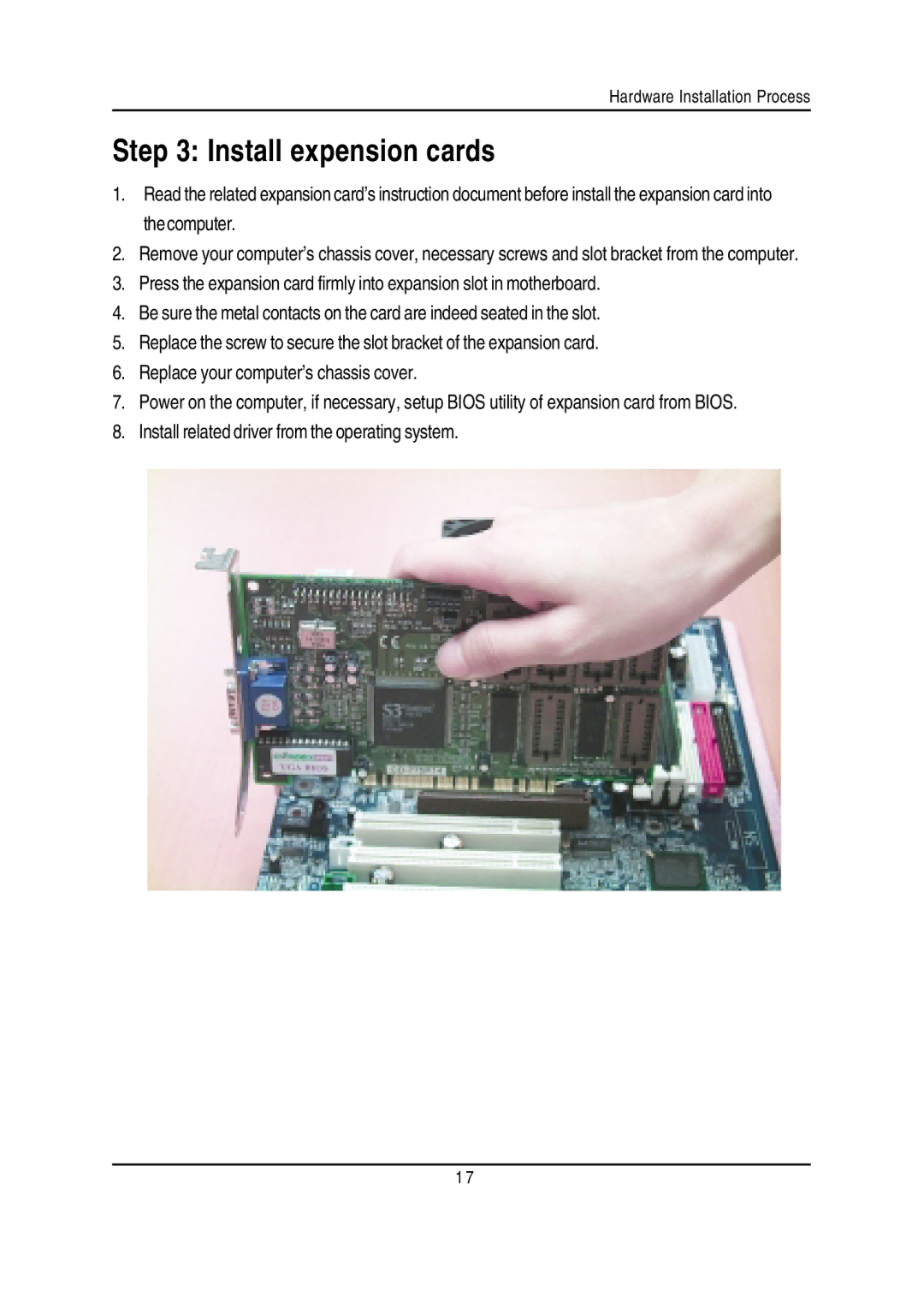 Gigabyte GA-7VTXH, GA-7VTXE warranty Install expension cards 