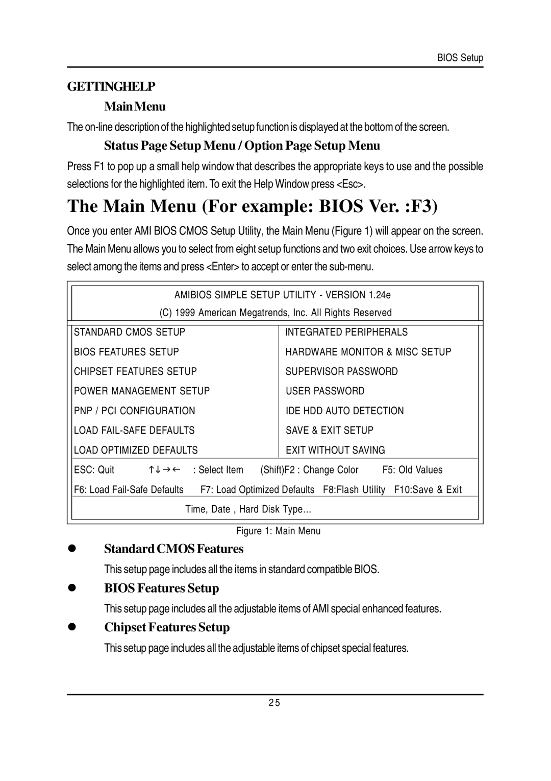 Gigabyte GA-7VTXH, GA-7VTXE warranty Main Menu For example Bios Ver. F3 