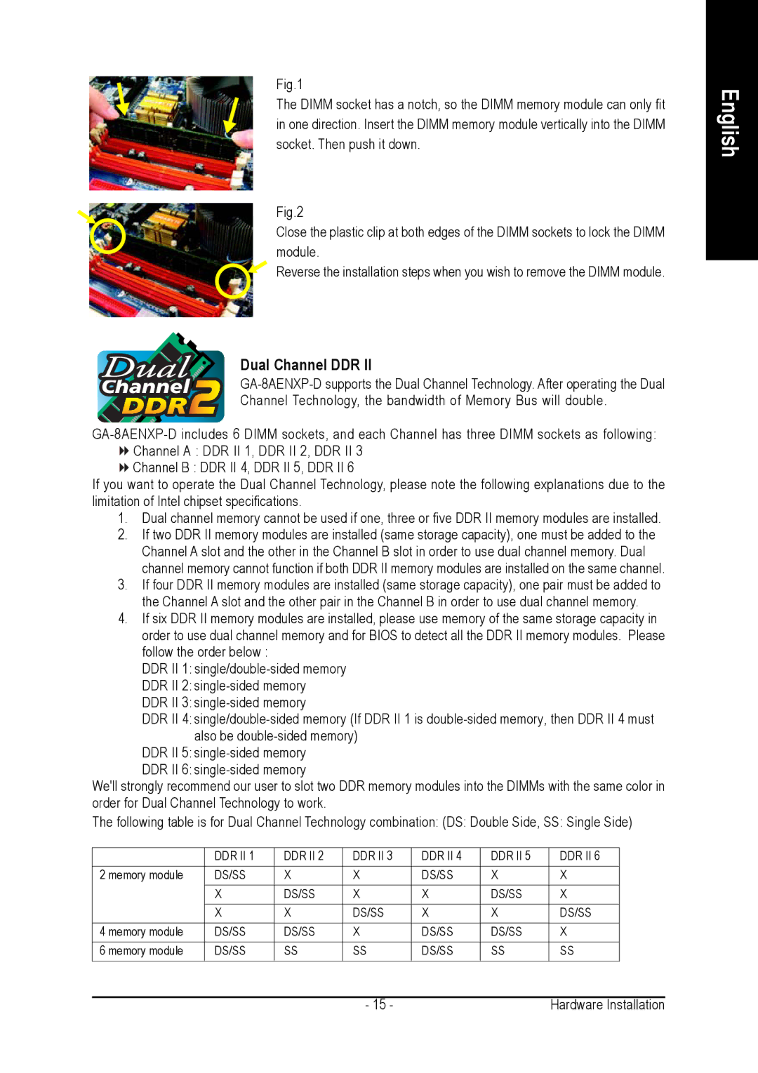 Gigabyte GA-8AENXP-D user manual Dual Channel DDR 