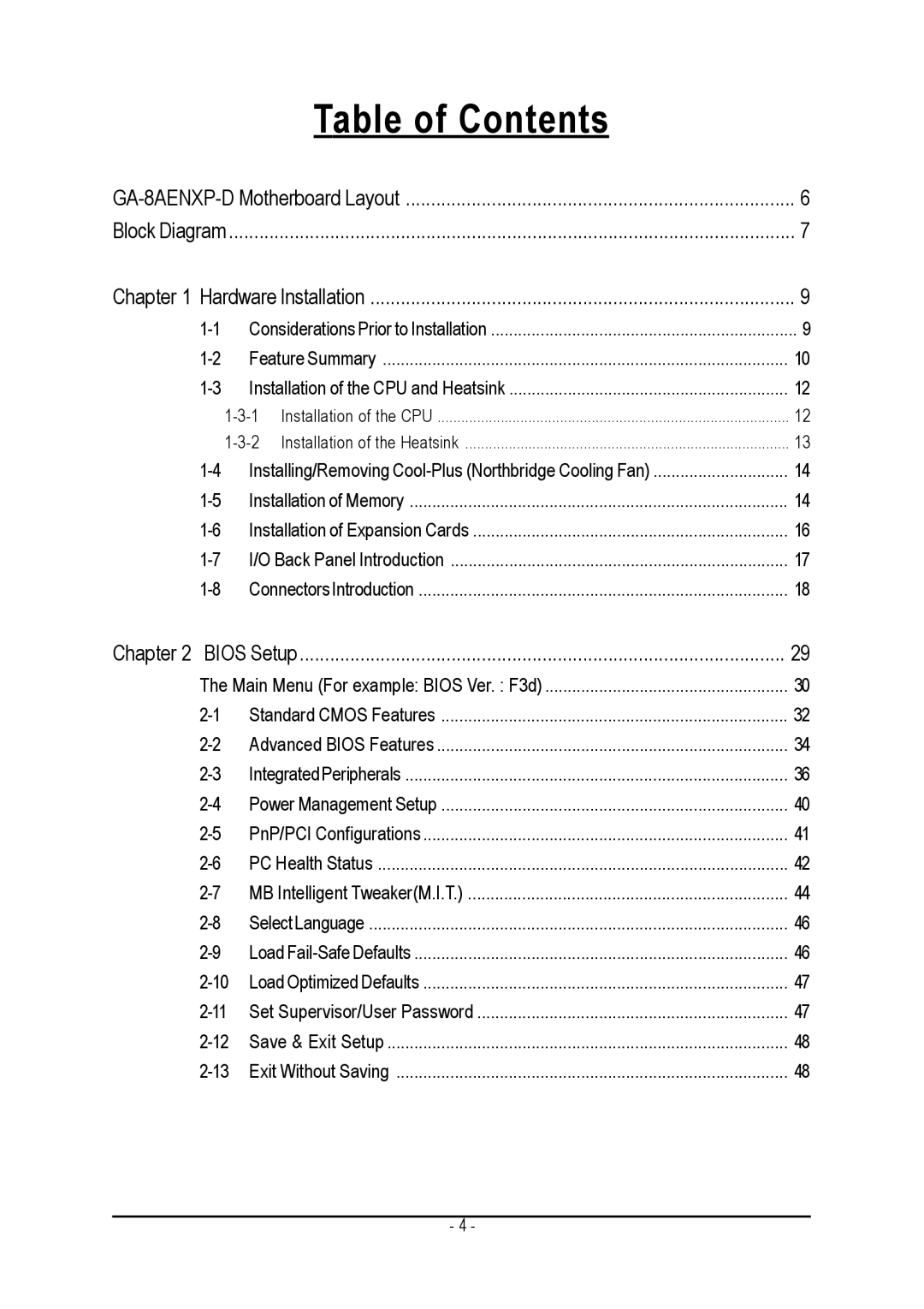 Gigabyte GA-8AENXP-D user manual Table of Contents 