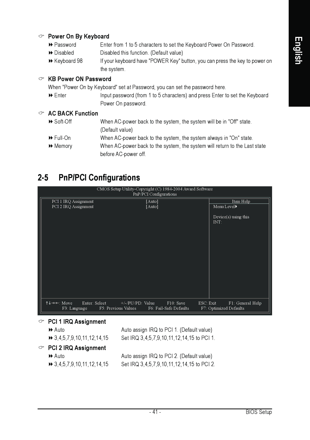 Gigabyte GA-8AENXP-D user manual Power On By Keyboard, KB Power on Password, AC Back Function, System, Before AC-power off 