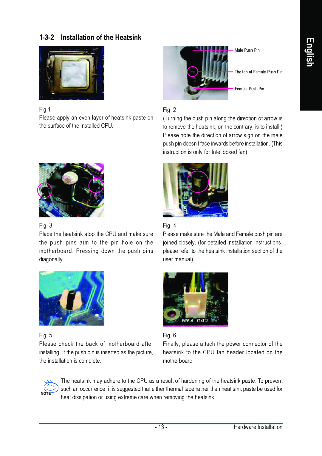 Gigabyte GA-8ANXP-D user manual Installation of the Heatsink 