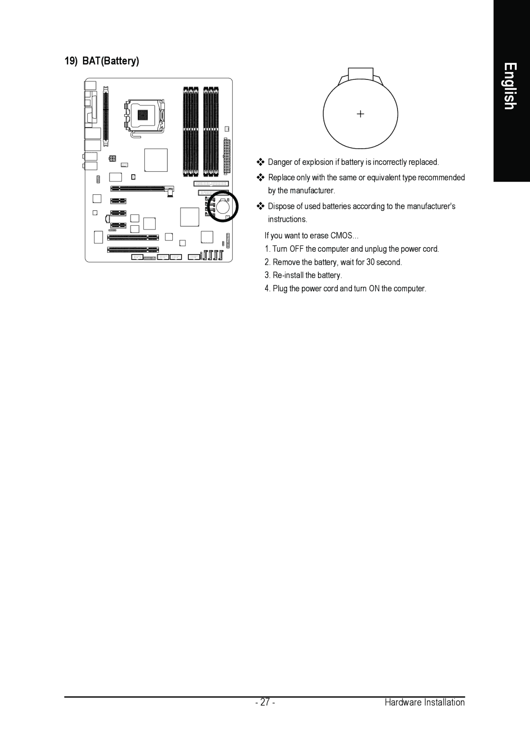 Gigabyte GA-8ANXP-D user manual BATBattery 