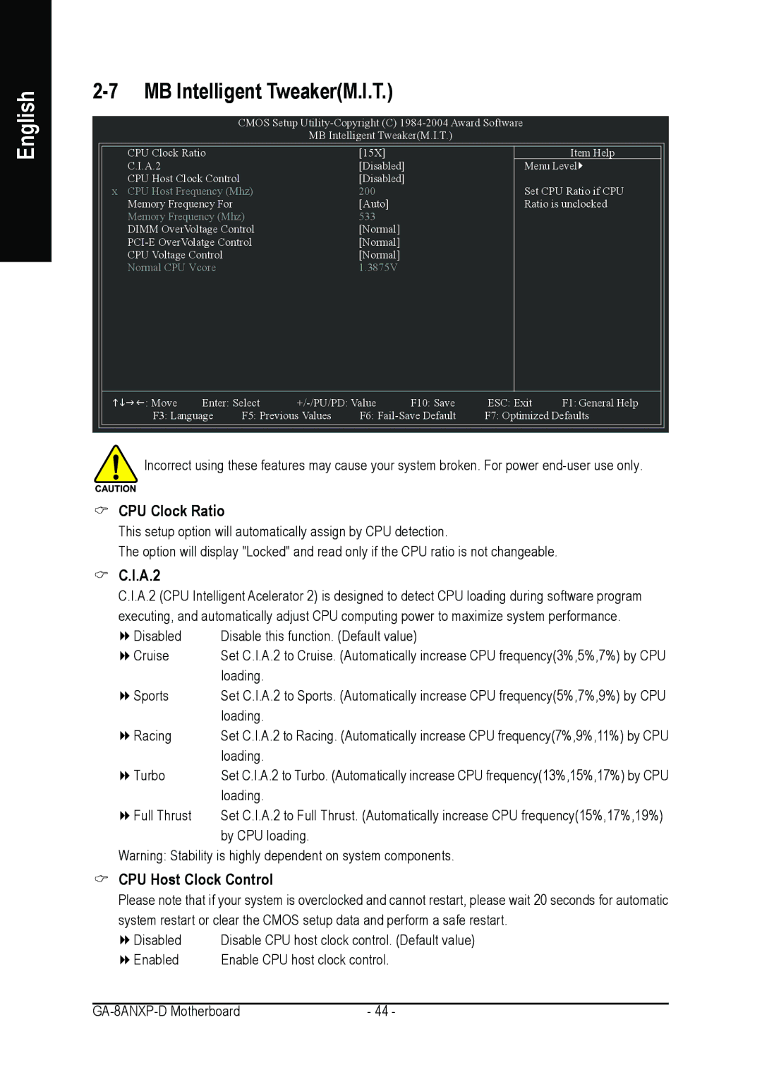 Gigabyte GA-8ANXP-D user manual CPU Clock Ratio, A.2, CPU Host Clock Control 