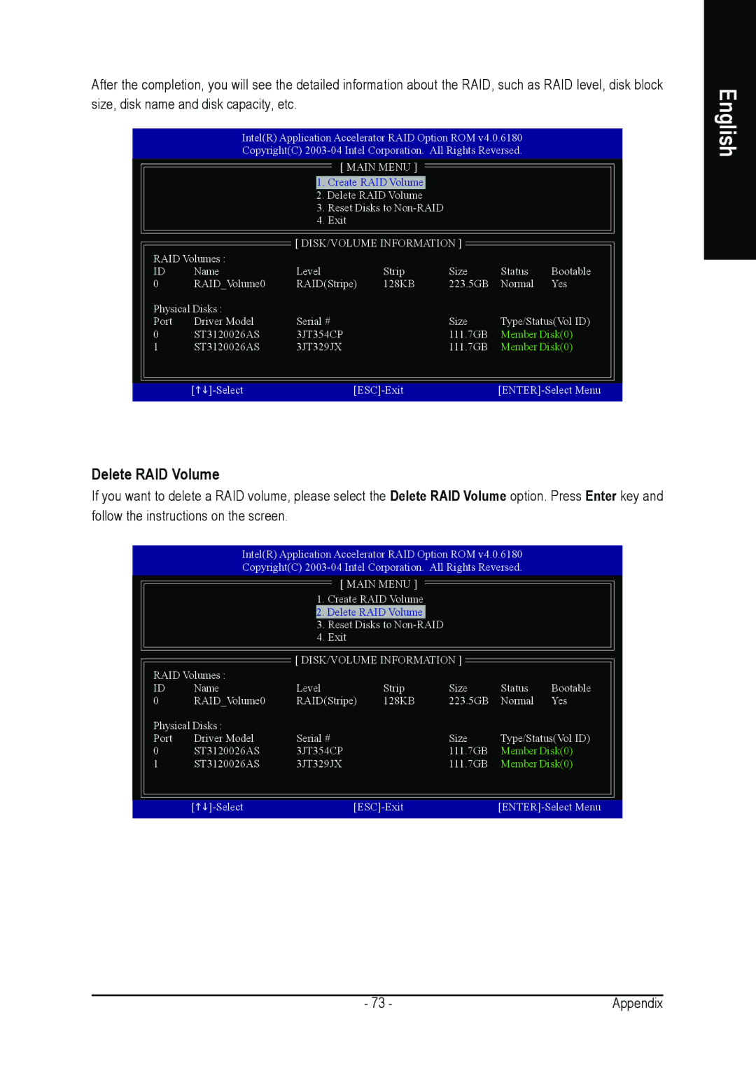 Gigabyte GA-8ANXP-D user manual Delete RAID Volume 