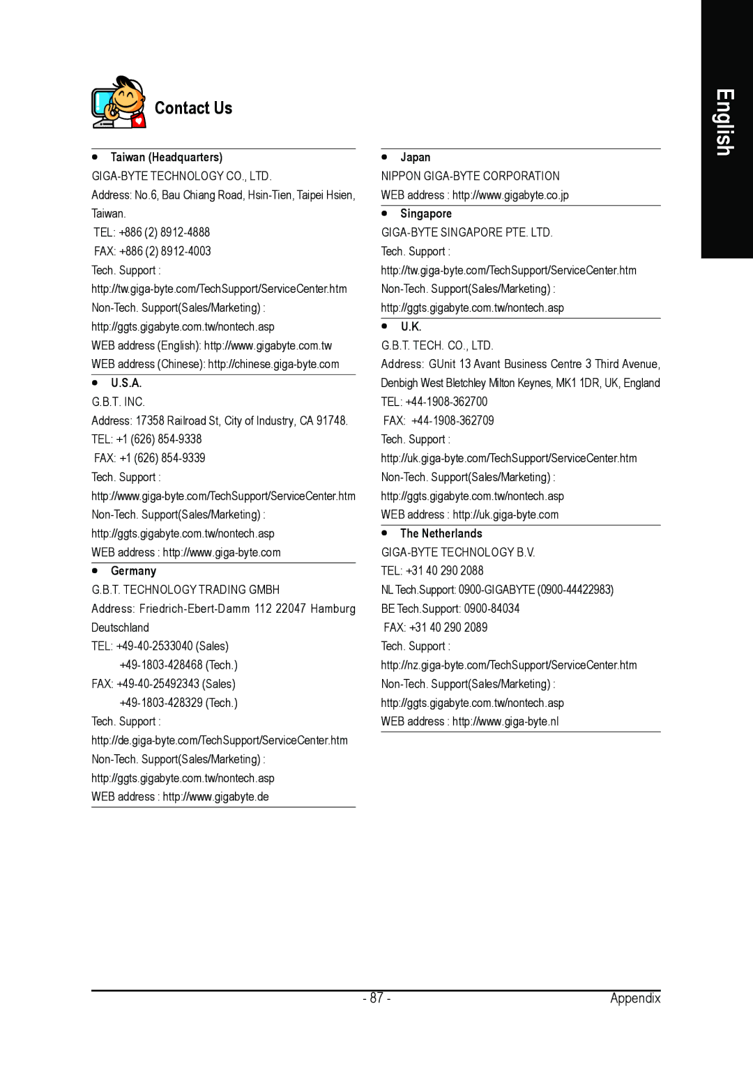 Gigabyte GA-8ANXP-D user manual Contact Us 