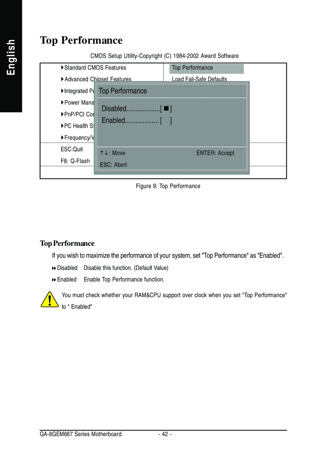 Gigabyte GA-8GEM667 manual Top Performance, English 