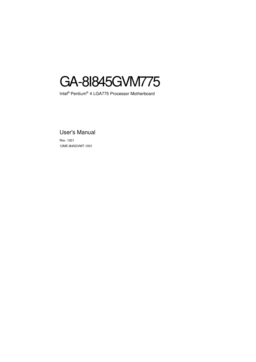 Gigabyte GA-8I845GVM775 user manual 