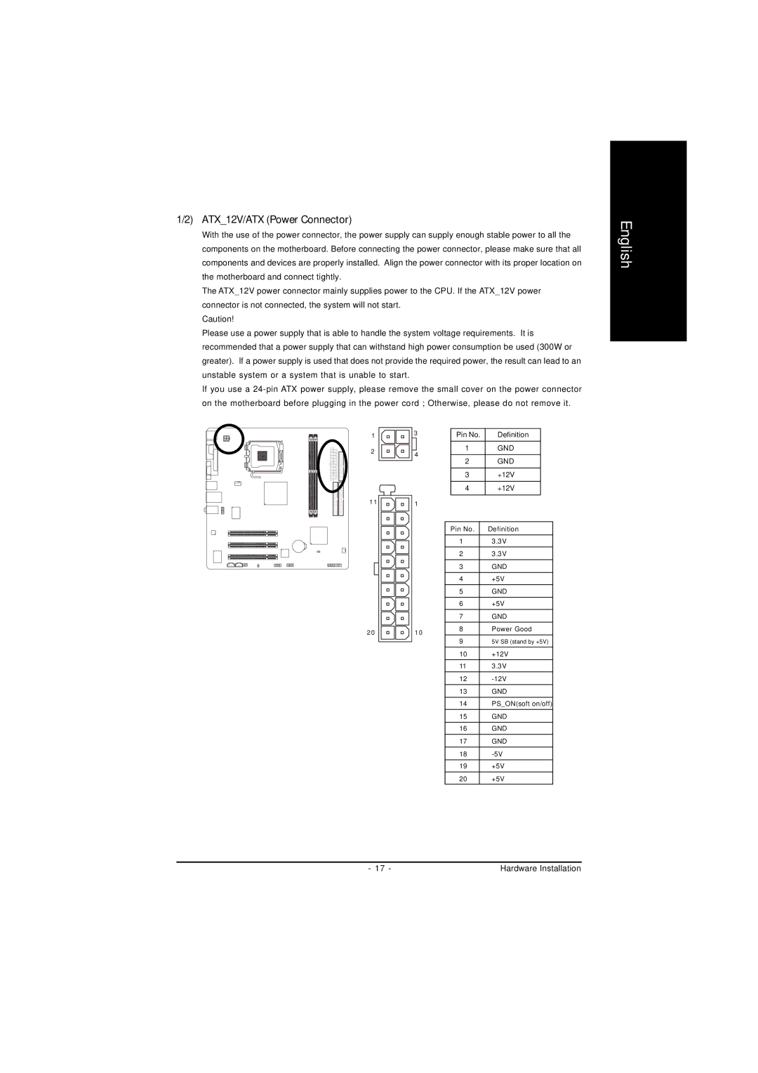 Gigabyte GA-8I845GVM775 user manual ATX12V/ATX Power Connector 