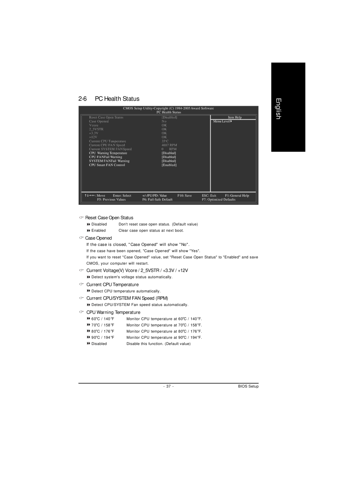 Gigabyte GA-8I845GVM775 user manual PC Health Status 