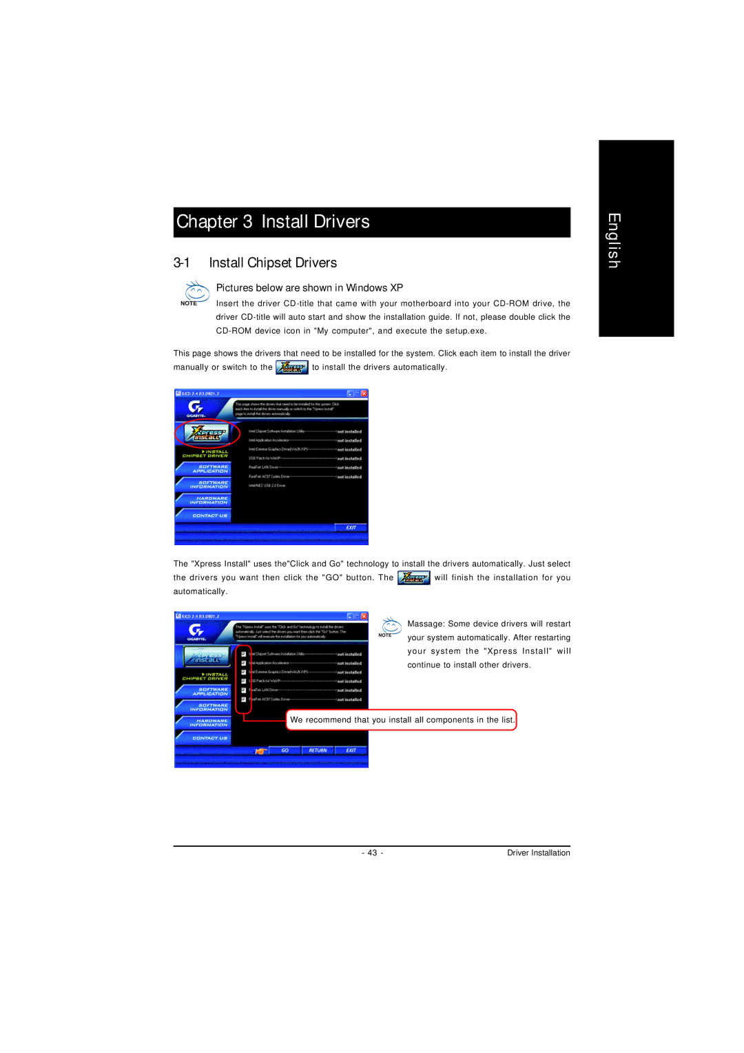 Gigabyte GA-8I845GVM775 user manual Install Chipset Drivers, Pictures below are shown in Windows XP 