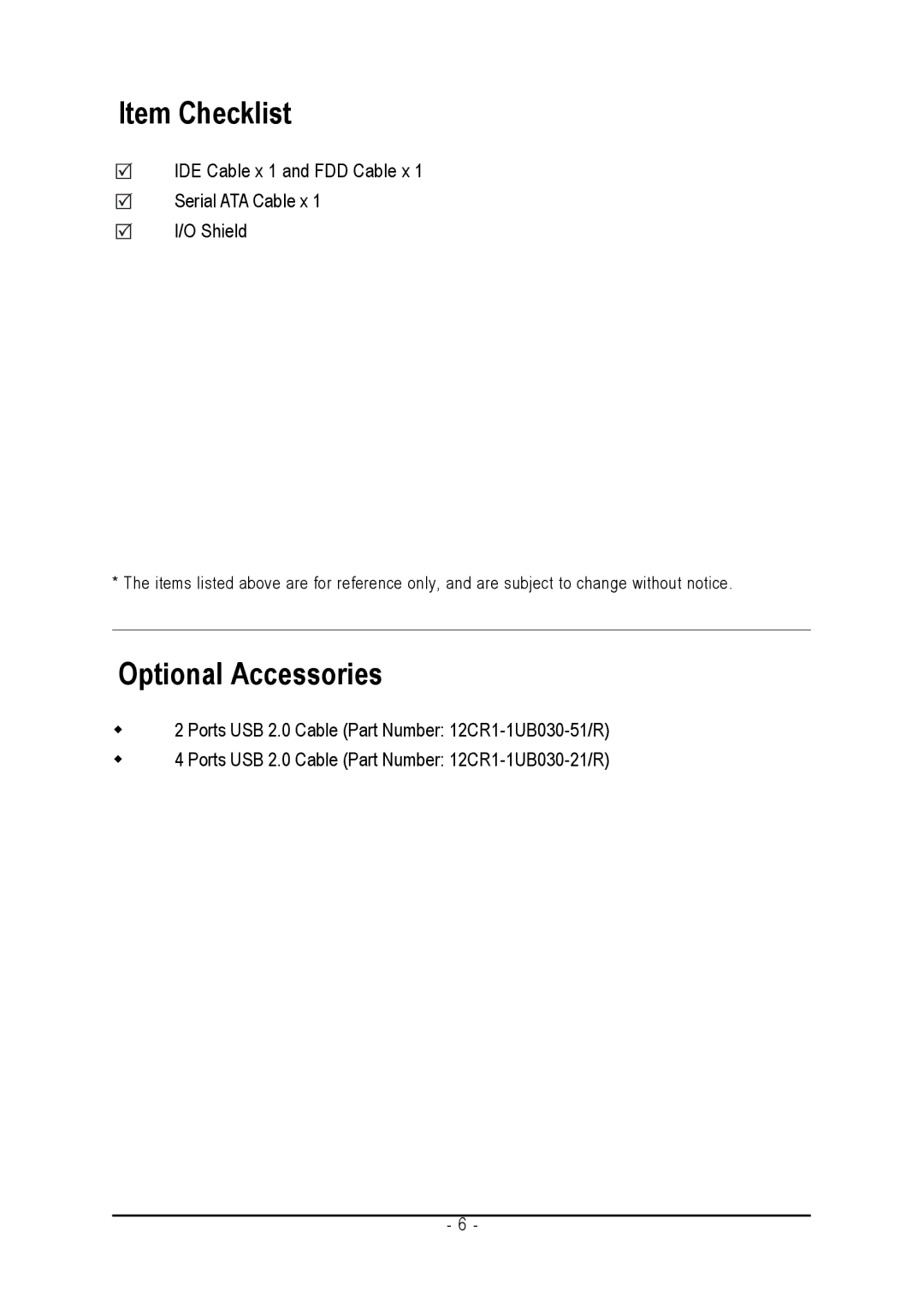 Gigabyte GA-8I865GME-775-RH user manual Item Checklist 