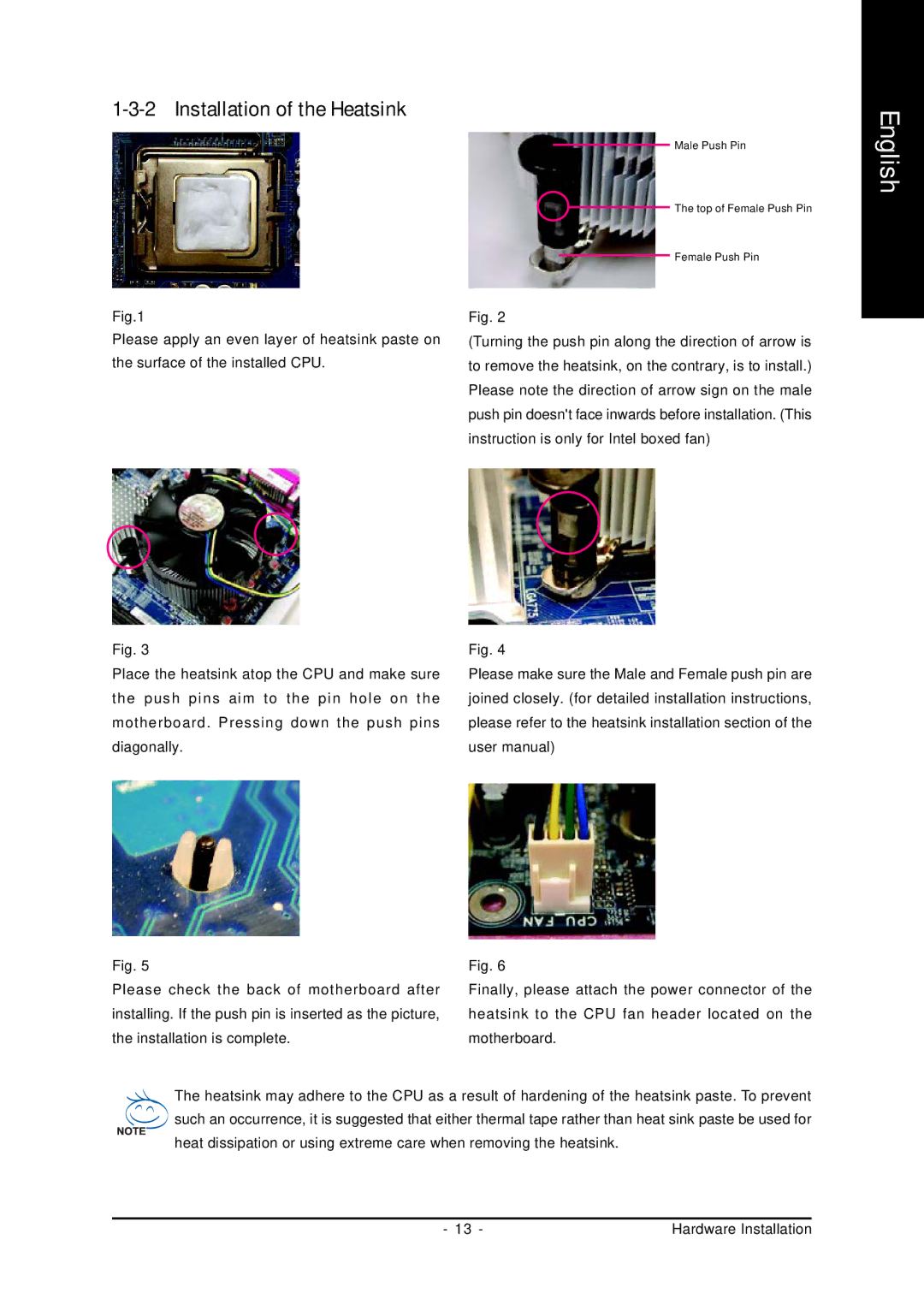 Gigabyte GA-8I865GMK-775, GA-8I865GMFK-775 user manual Installation of the Heatsink 