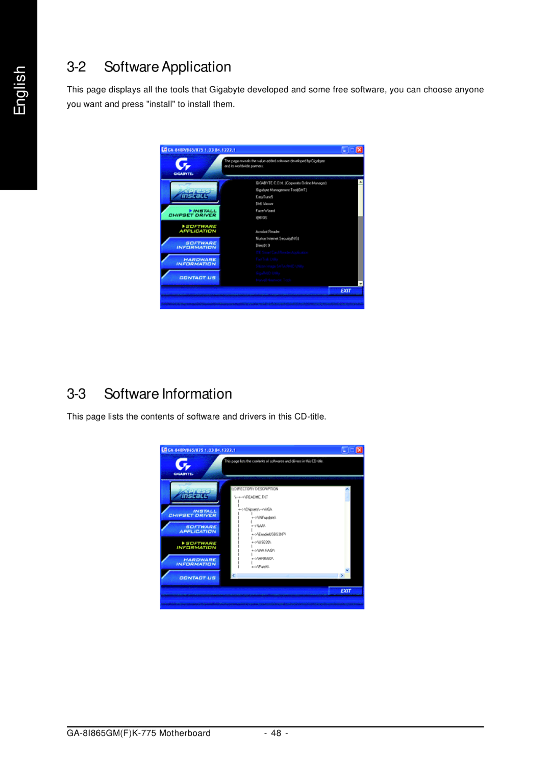 Gigabyte GA-8I865GMFK-775, GA-8I865GMK-775 user manual Software Application, Software Information 