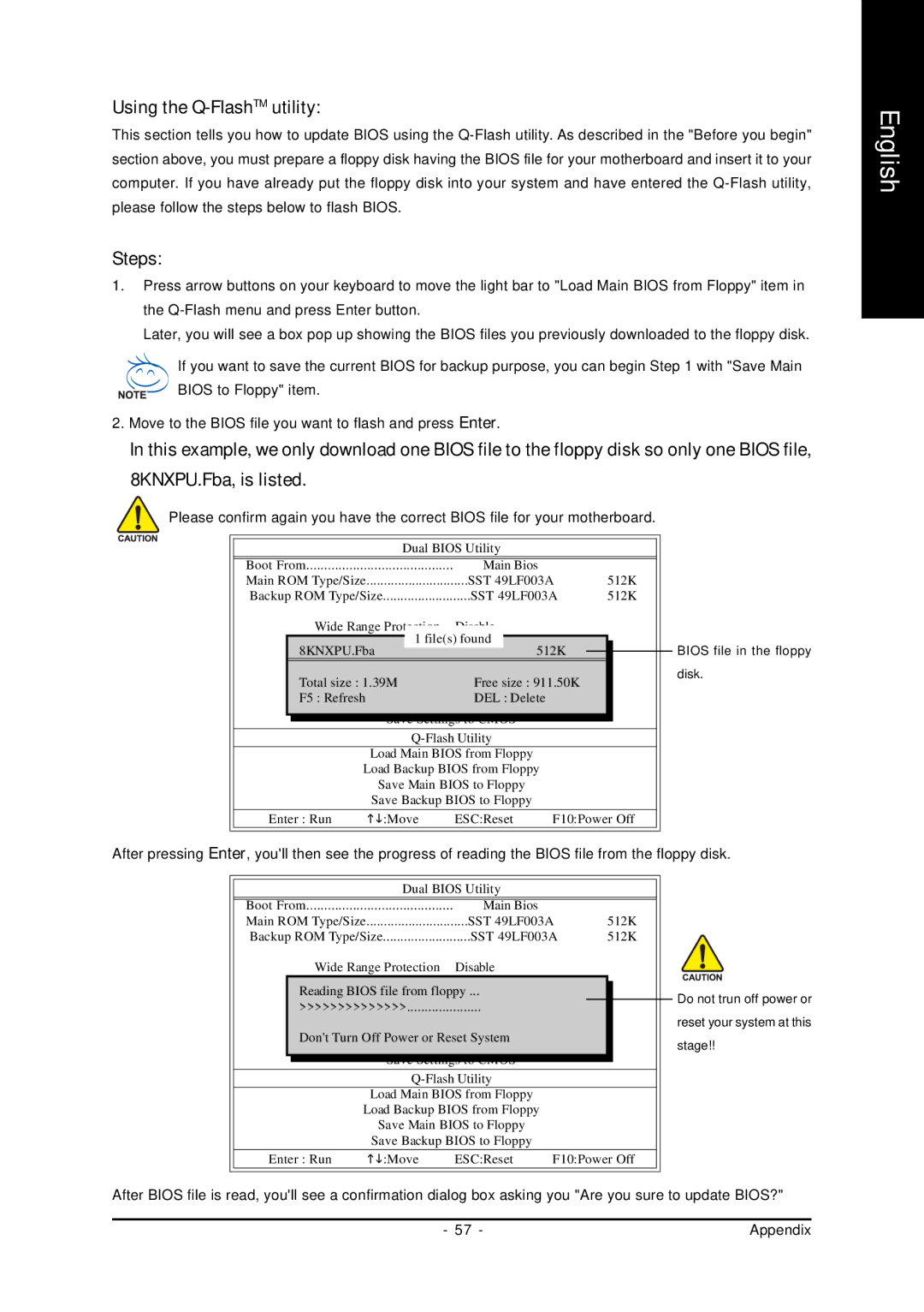 Gigabyte GA-8I865GMK-775, GA-8I865GMFK-775 user manual Using the Q-FlashTMutility, Steps 