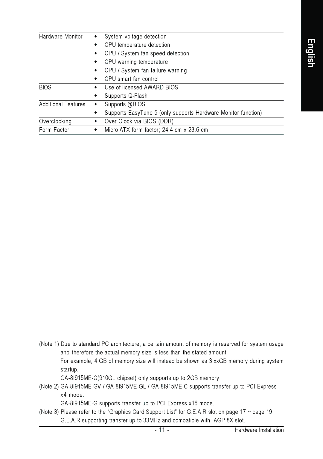 Gigabyte GA-8I915ME Series user manual Use of licensed Award Bios 