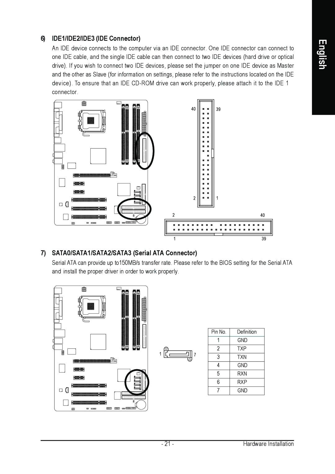 Gigabyte GA-8I915P DUO user manual IDE1/IDE2/IDE3 IDE Connector, SATA0/SATA1/SATA2/SATA3 Serial ATA Connector 