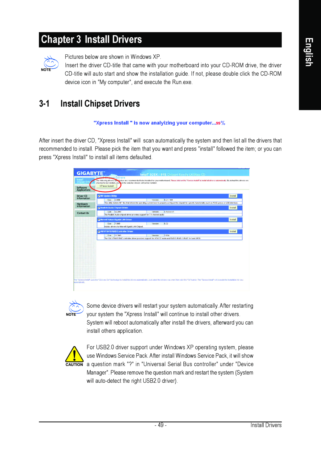 Gigabyte GA-8I915P DUO user manual Install Drivers, Install Chipset Drivers 