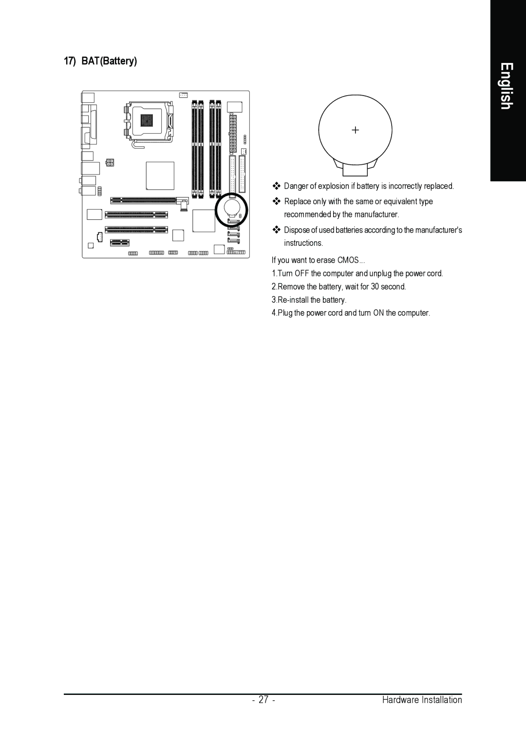 Gigabyte GA-8I915P-MF user manual BATBattery 