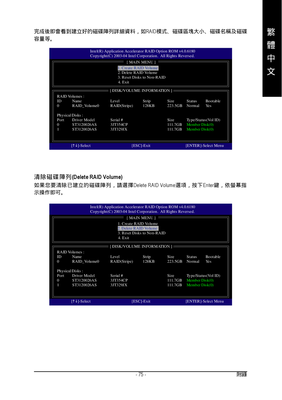 Gigabyte GA-8I915P manual Delete RAID Volume Enter 